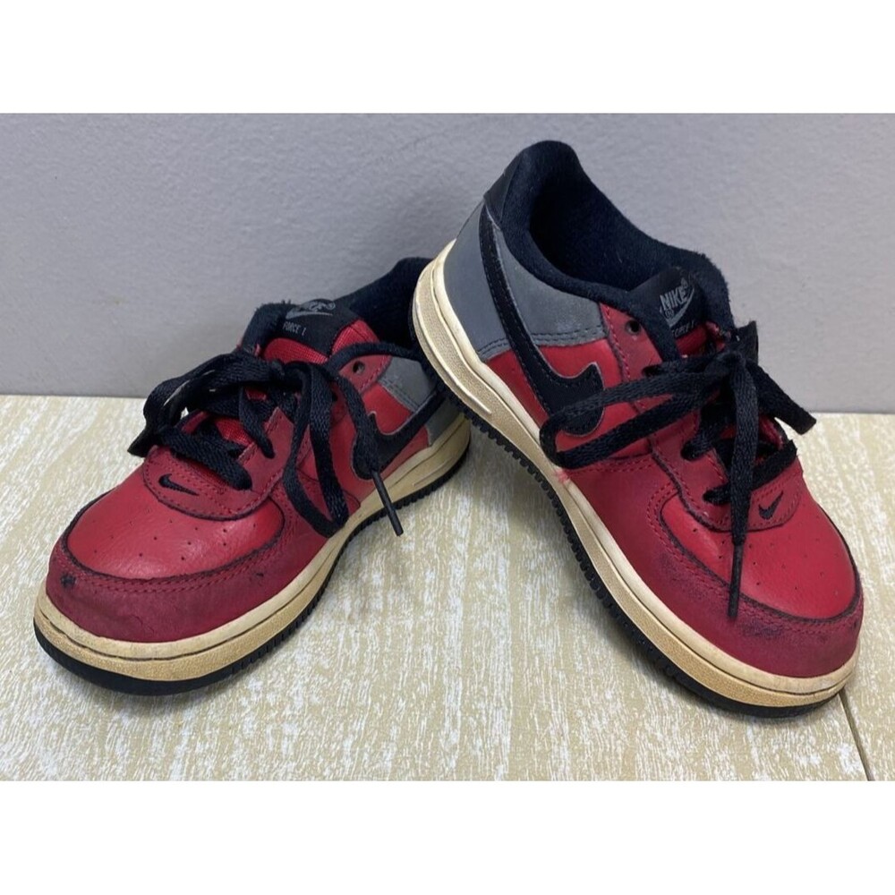 Nike Air Force 1 Boys Size 9C Red Athletic Running Shoes Sneakers 314194-604
